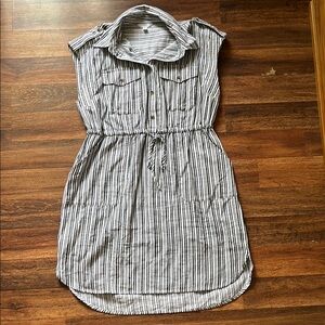 Striped Sleeveless Shirt Dress